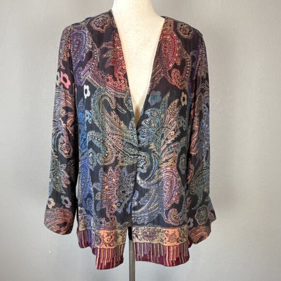 Soft Surroundings Paloma Pashmina Paisley Jacket Size M Boho Western Multicolor - Picture 2 of 9